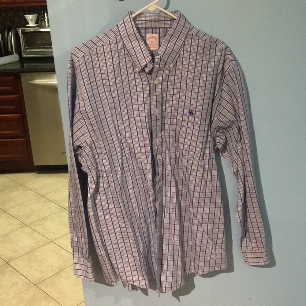 Brooks Brothers Blue Checkered Button Down L Frat